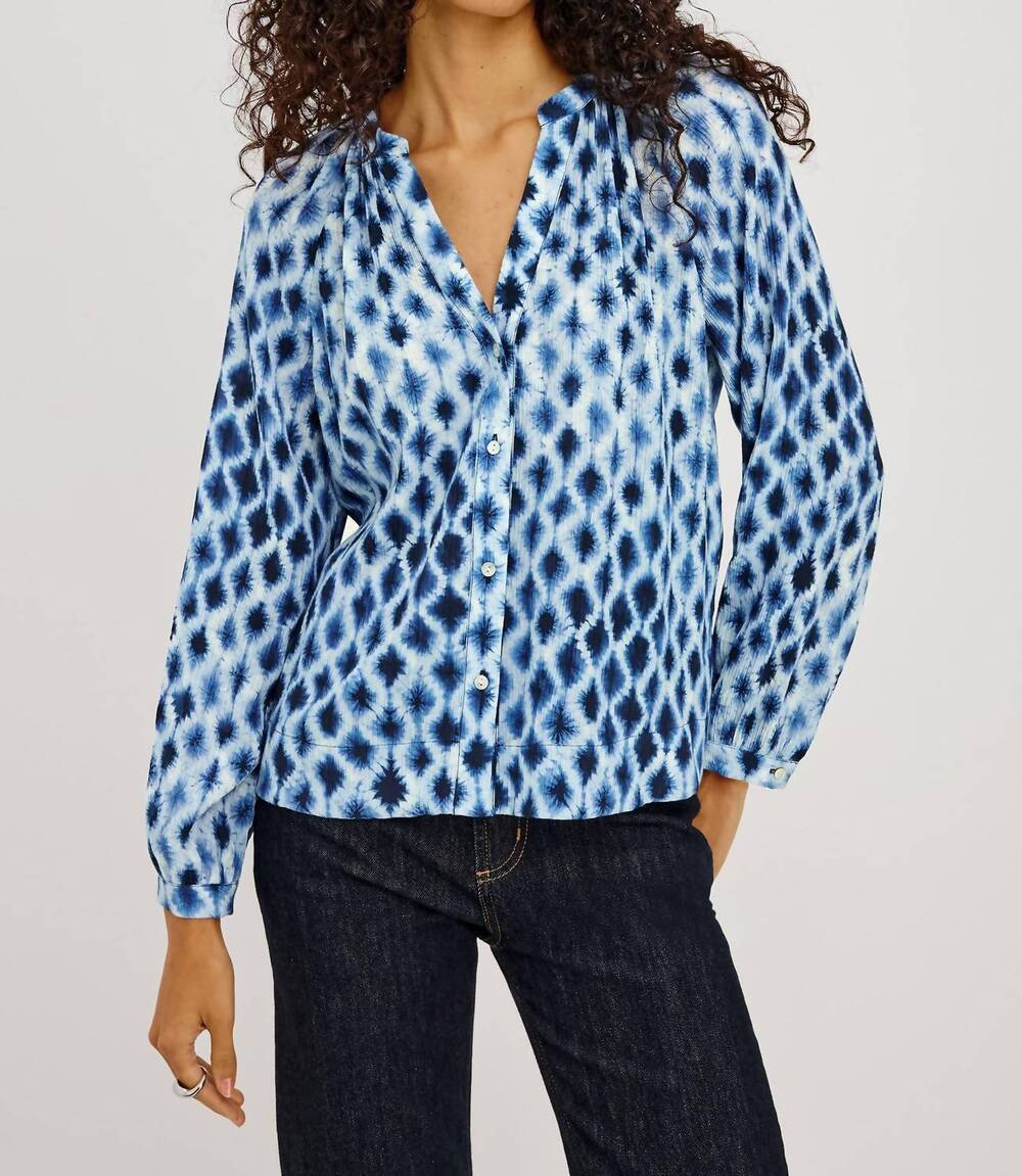 NEW RAILS saint blouse in sapphire shibori